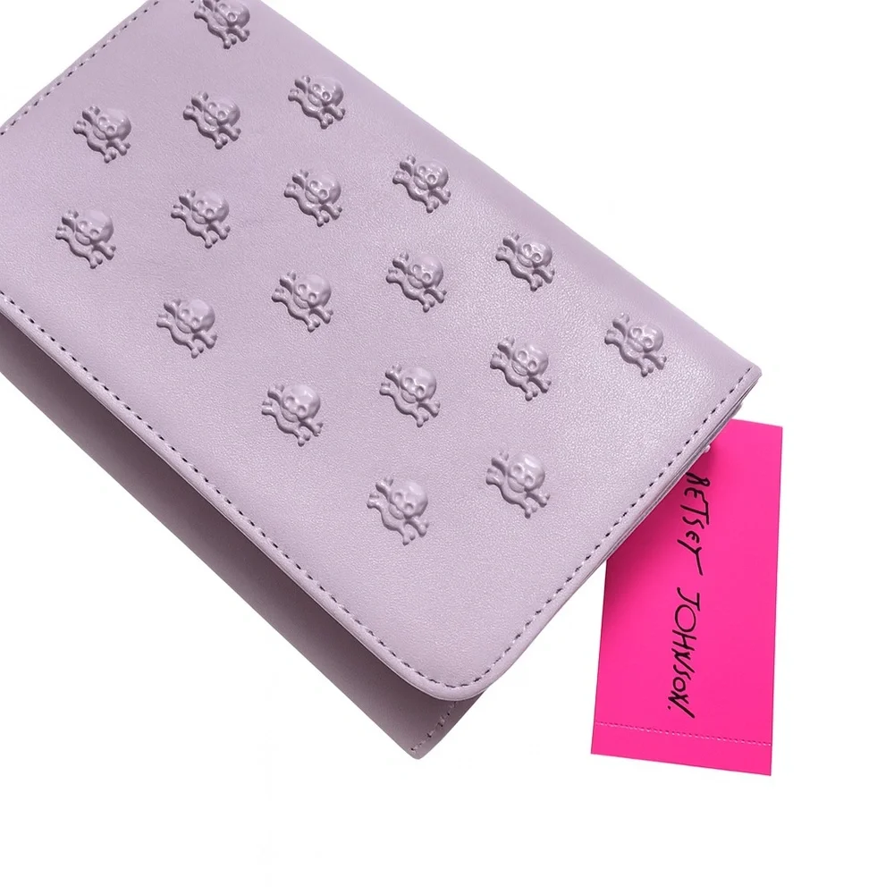 Betsey Johnson Skull Crossbody Bag Lilac Purple Studded Halloween NWT Clutch